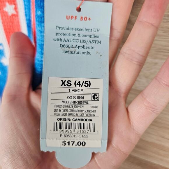 Cat & Jack Stripe Sleeveless One Piece Swimsuit Girls XS (4/5) NWT - Picture 3 of 4